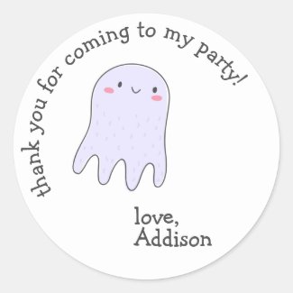 Cute Lavender Squid - Kids Birthday Thank You Classic Round Sticker