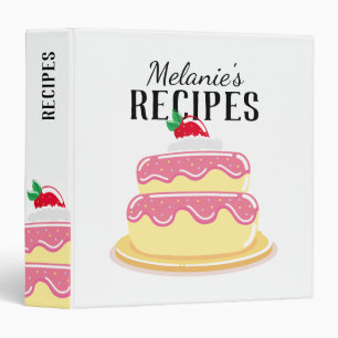Cute Layer Cake Personalised Recipe 3 Ring Binder
