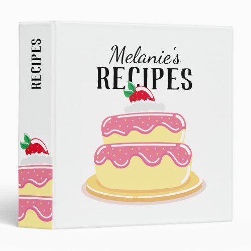 Cute Layer Cake Personalised Recipe 3 Ring Binder