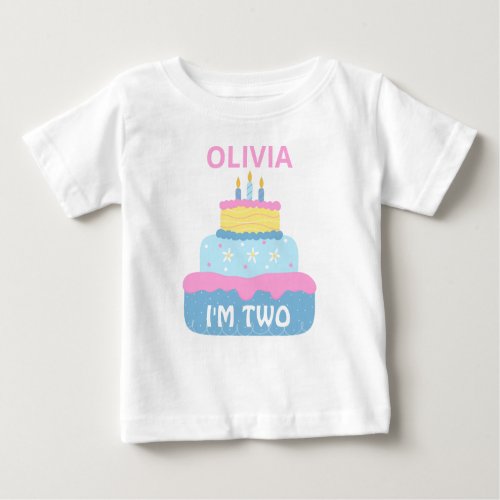 Cute Layered Birthday Girl 2 year old Personalised Baby T_Shirt