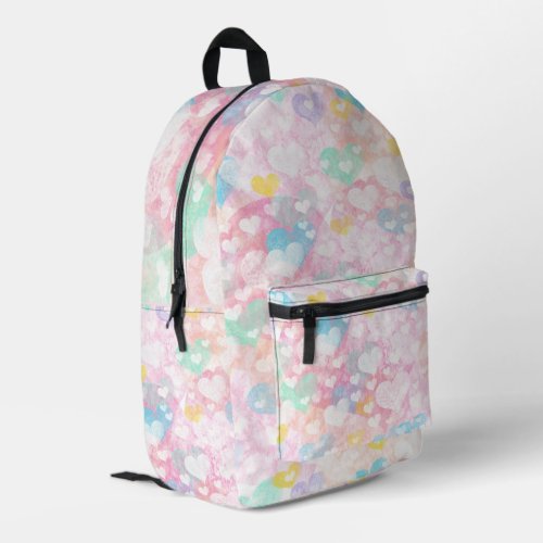 Cute Layered Hearts Pastel Colors Printed Backpack
