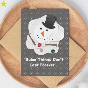 Cute Layered Paper Melted Snowman Christmas Card