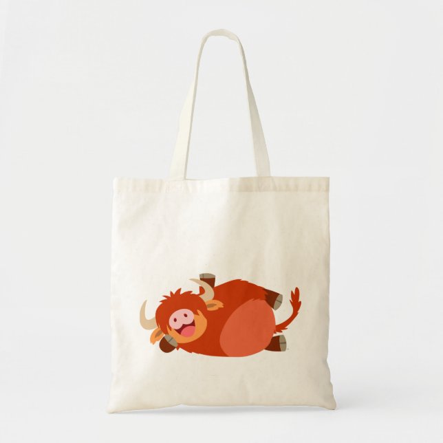 Cute  Lazy Cartoon Highland Cow Bag (Front)
