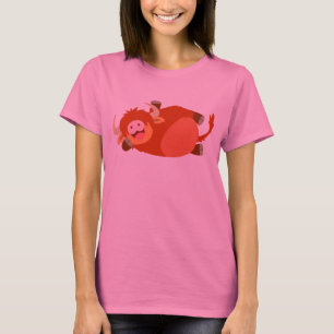 Cute Lazy Cartoon Highland Cow T-Shirt