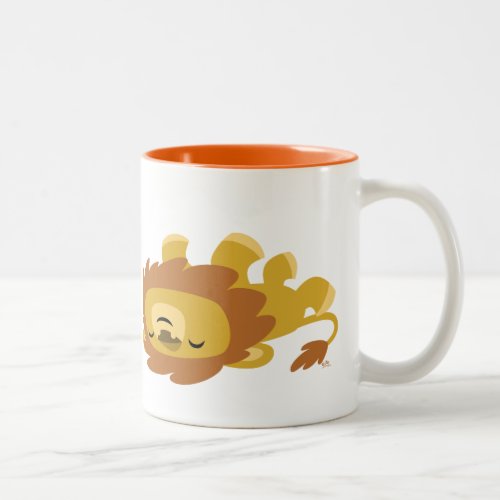 Cute Lazy Cartoon Lion Two_Tone Coffee Mug