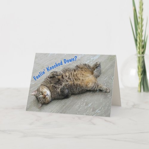 Cute Lazy Cat Get Well Card