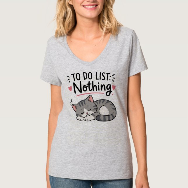 Cute Lazy Cat Shirt – TO DO LIST: NOTHING Tee (Front)