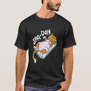 Cute Lazy Cat Spa Day Wellness Cat Holder T-Shirt
