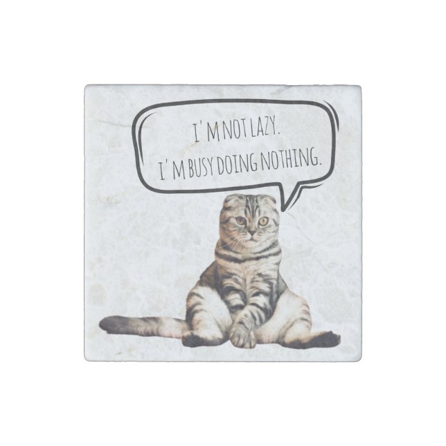 cute lazy cat +speech bubble magnet (Front)