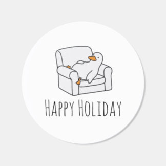 Cute Lazy Duck on Armchair Funny Minimalist Illust Classic Round Sticker