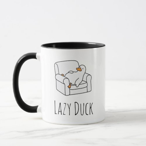 Cute Lazy Duck on Armchair Funny Minimalist Illust Mug