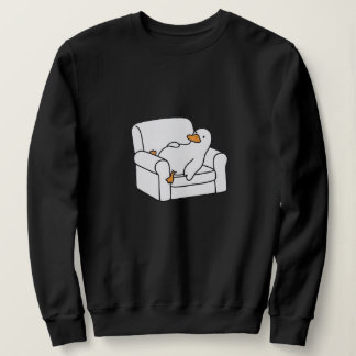 Cute Lazy Duck on Armchair Funny Minimalist Illust Sweatshirt