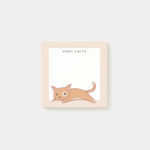 Cute Lazy Orange Cat Personalized Post_it Notes