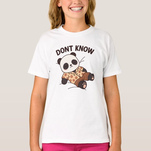 Cute Lazy Panda Funny Quote – Don’t Know Mood T-Shirt (Front)