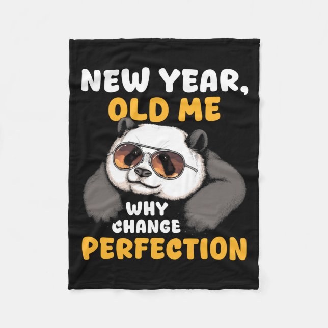 Cute Lazy Panda New Year Old Me 2026 Funny Sarcast Fleece Blanket (Front)