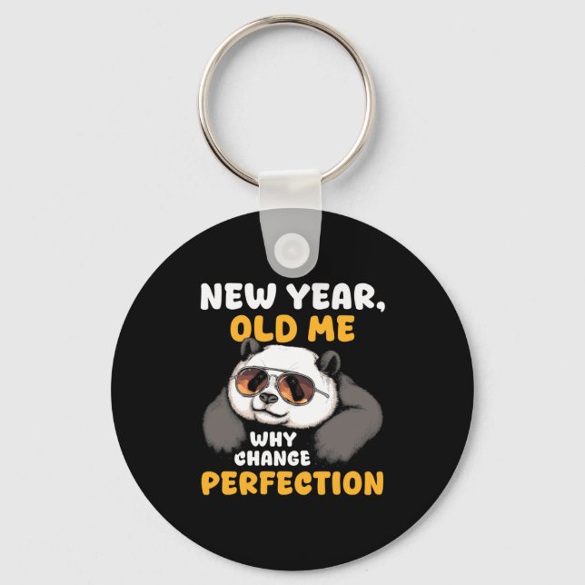 Cute Lazy Panda New Year Old Me 2026 Funny Sarcast Keychain (Front)