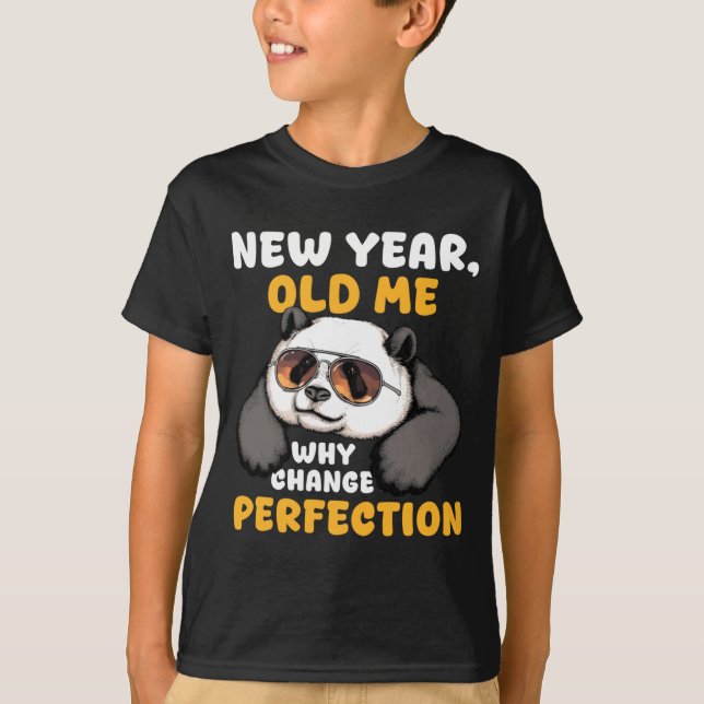 Cute Lazy Panda New Year Old Me 2026 Funny Sarcast T-Shirt (Front)