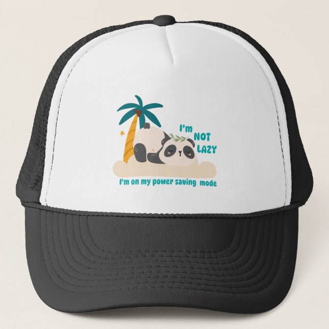 Cute lazy panda trucker hat (Front)