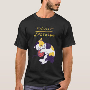 Cute Lazy Sleeping Calico Kitty Cat Sleeping With  T-Shirt