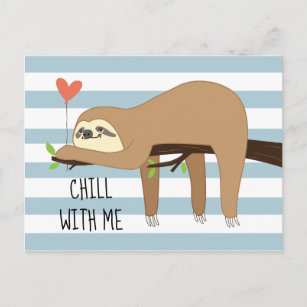 Cute, lazy sloth bear design for Valentines Day Postcard