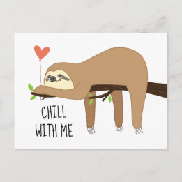 Cute, lazy sloth bear design for Valentines Day Postcard