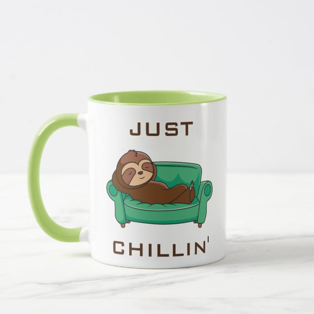 Cute Lazy Sloth Funny Just Chillin Mug (Left)