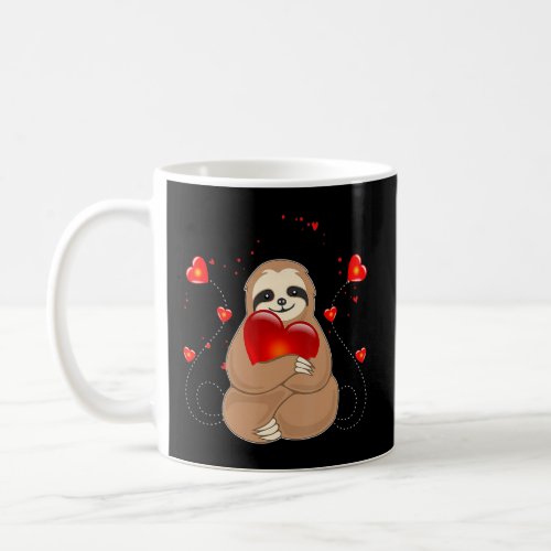 Cute lazy sloth holding heart love sloth valentine coffee mug