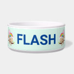 Cute Lazy Sloth with Sun & Rainbow Bowl<br><div class="desc">A pet bowl with an illustration featuring a funny brown sloth happily lazing on a tree branch. 
A colorful rainbow behind him along with a pink sun hovering over head. Cute,  adorable and trendy.</div>