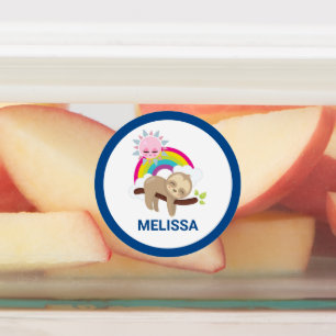 Cute Lazy Sloth with Sun & Rainbow Labels