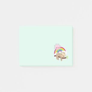 Cute Lazy Sloth with Sun & Rainbow Post-it Notes