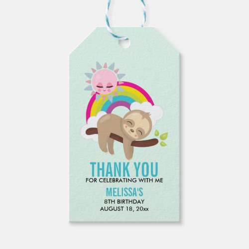 Cute Lazy Sloth with Sunshine  Rainbow Gift Tags