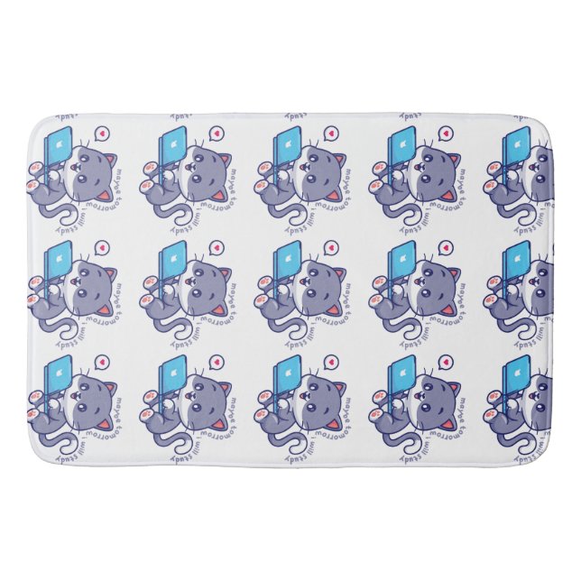 cute lazy student - maybe tomorrow i will study bath mat (Front)