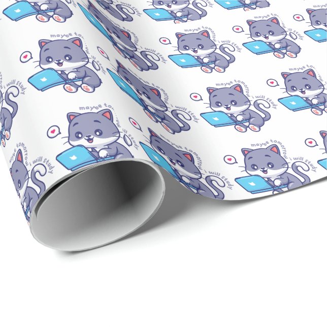 cute lazy student - maybe tomorrow i will study wrapping paper (Roll Corner)