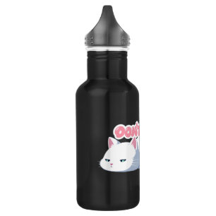 Cute Lazy White Cat Kawaii Anime illustration Stainless Steel Water Bottle