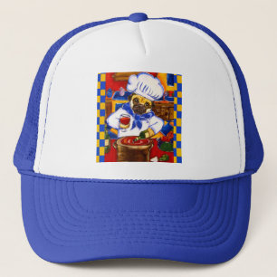 Cute Le Cafe Pug Chef Trucker Hat