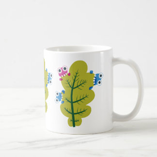 Cute Leaf Eaten By Cartoon Bugs Kids Coffee Mug