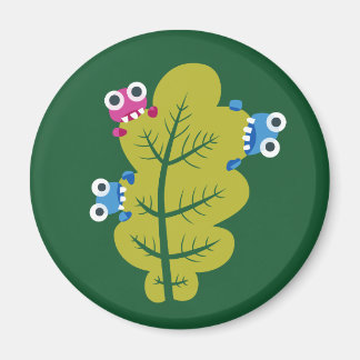 Cute Leaf Eaten By Cartoon Bugs Kids Magnet