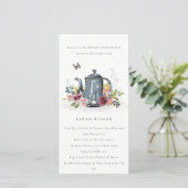 Cute Leaf Rose Floral Teapot Bridal Shower Invite (Standing Front)