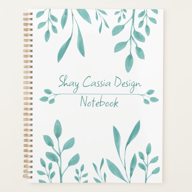 Cute Leafy Botanical Custom Name  Planner (Front)