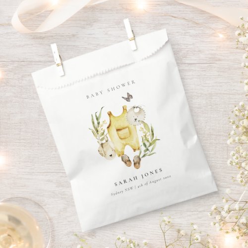 Cute Leafy Foliage Yellow Clothes Baby Shower Favor Bag