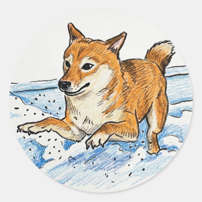 Cute "Leap Into Love" Shiba Inu Valentine's Day Classic Round Sticker (Front)