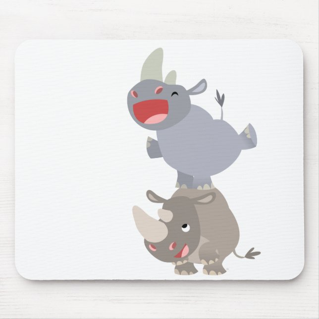Cute Leapfrog Cartoon Rhinos Mousepad (Front)