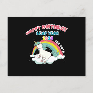 Cute Leapling Unicorn Leaper Leap Year Happy Birth Postcard