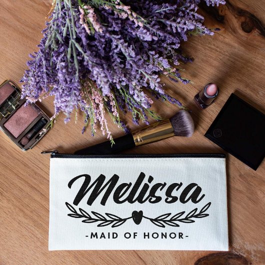 Cute Leaves And Heart Canvas Cosmetic Bag (Front)