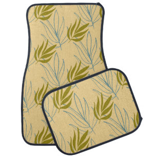 Cute leaves on pink pattern car floor mat