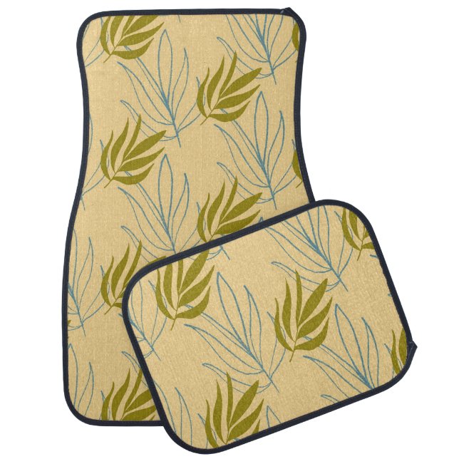 Cute leaves on pink pattern car floor mat (Set)