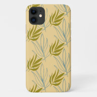 Cute leaves on pink pattern iPhone 11 case