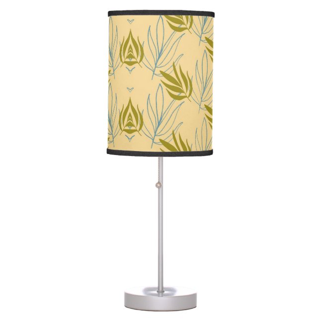 Cute leaves on pink pattern table lamp (Front)