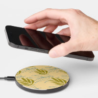 Cute leaves on pink pattern wireless charger