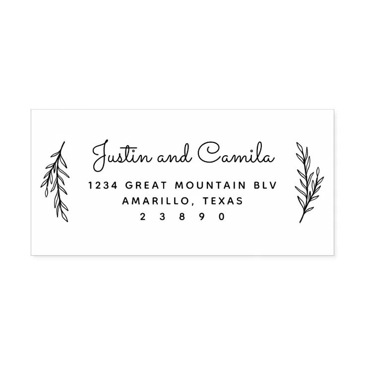 Cute Leaves Script Wedding Names Return Address Self ...